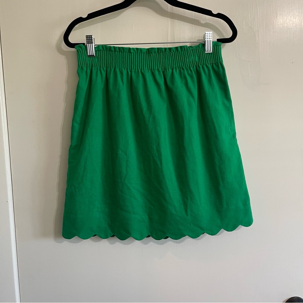 J. Crew Vibrant Green Scalloped Mini Skirt Size 0 - Picture 3 of 10